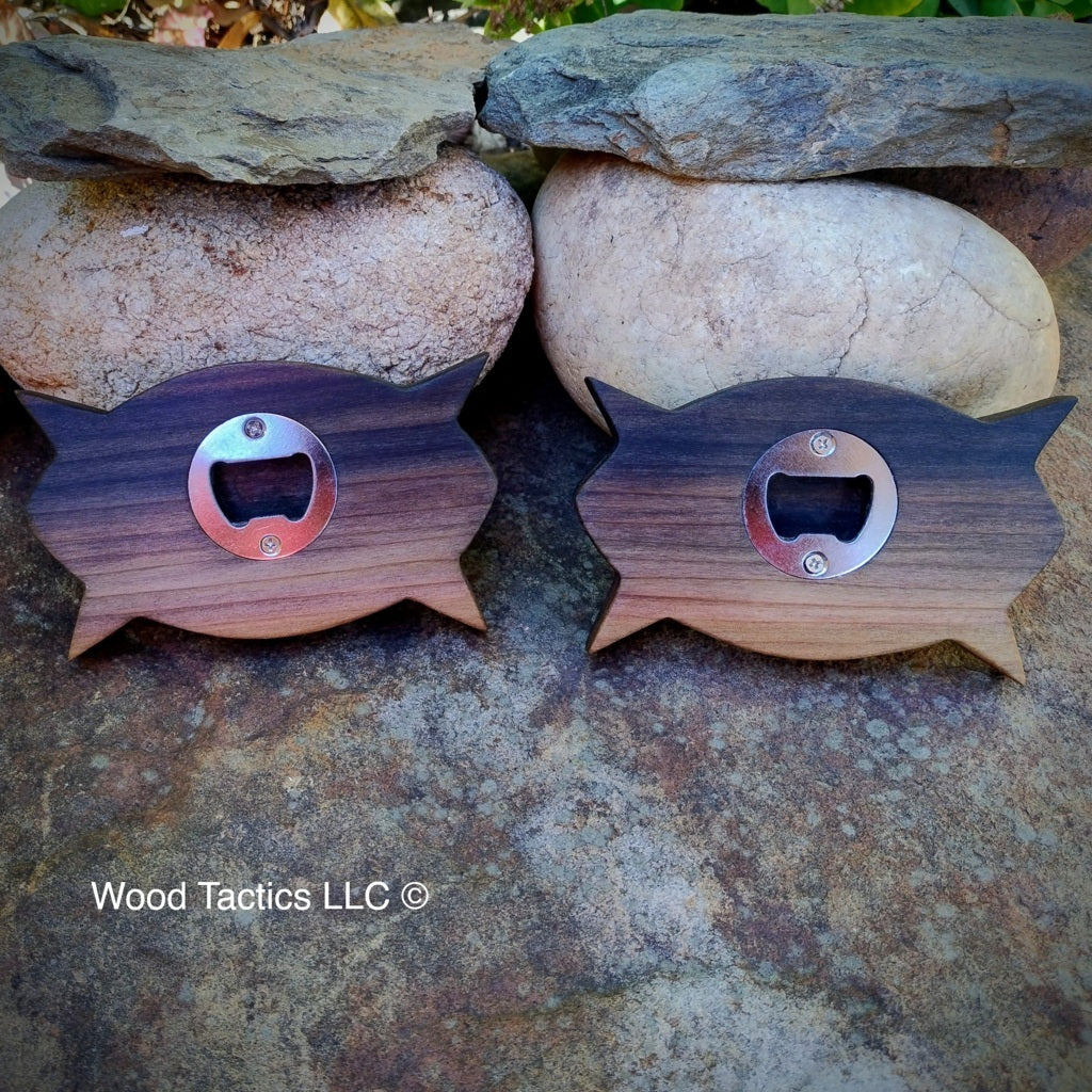 Spiked Football Hardwood Bottle Opener made from Mineral Poplar.