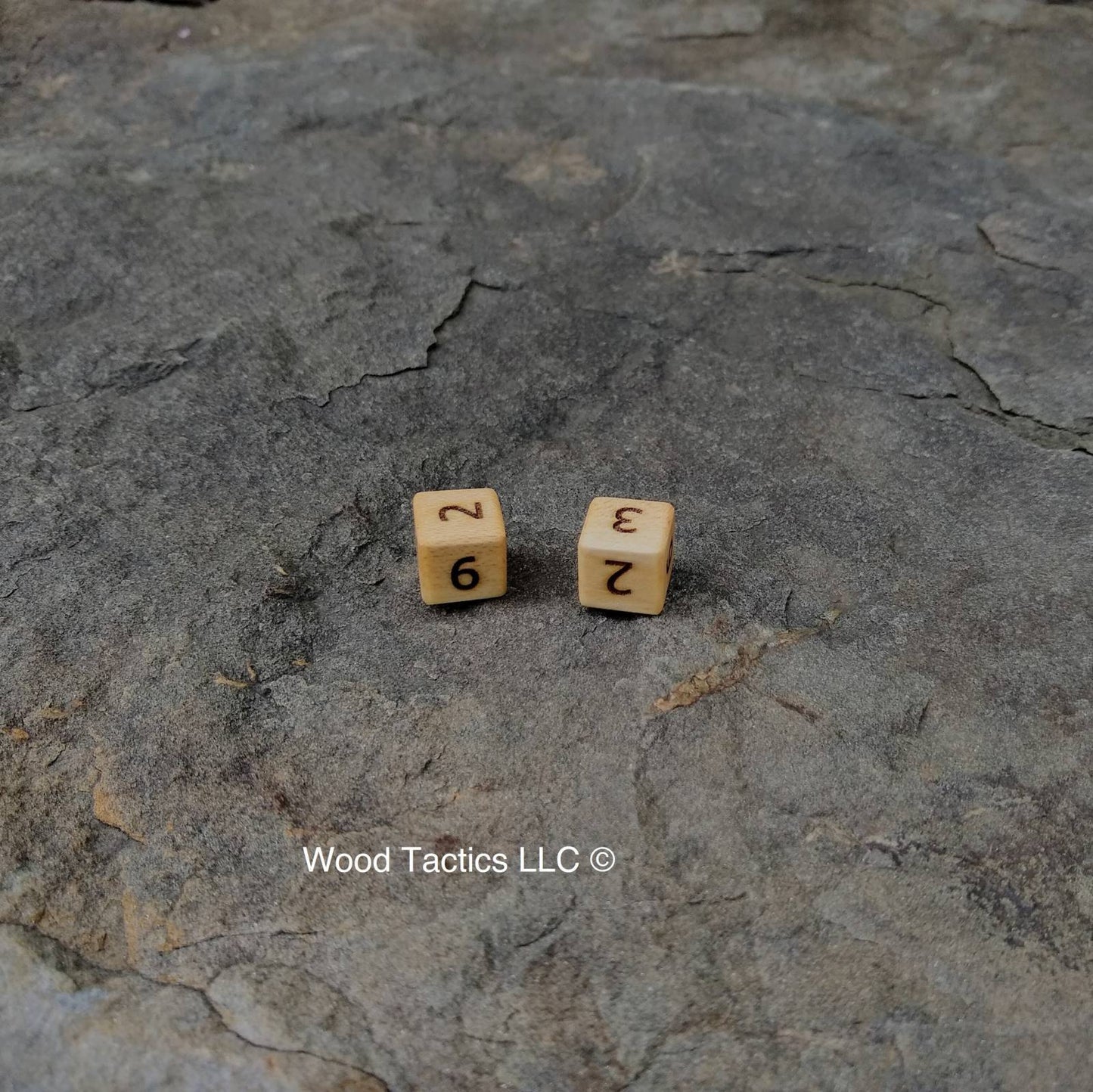 Sugar Maple Hardwood D6 12mm in size Dice with Number Symbols.