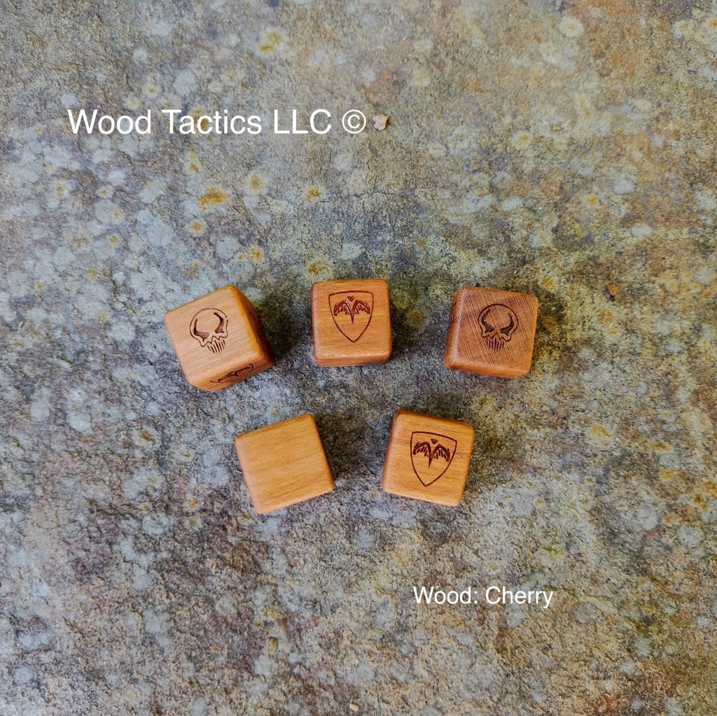 Heroscape Tabletop game 16mm D6 battle dice made from Cherry hardwood.
