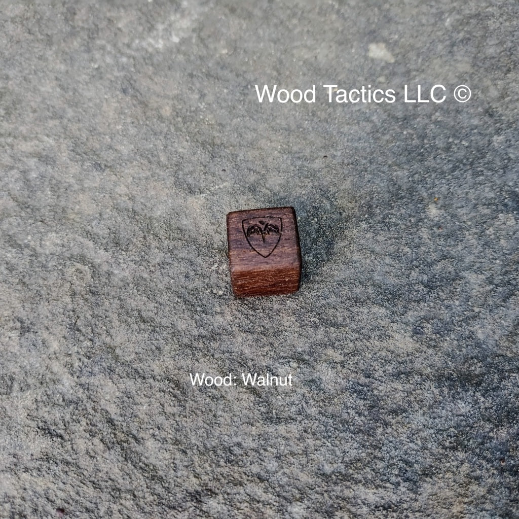 Heroscape Tabletop game 16mm D6 battle dice made from Walnut hardwood.