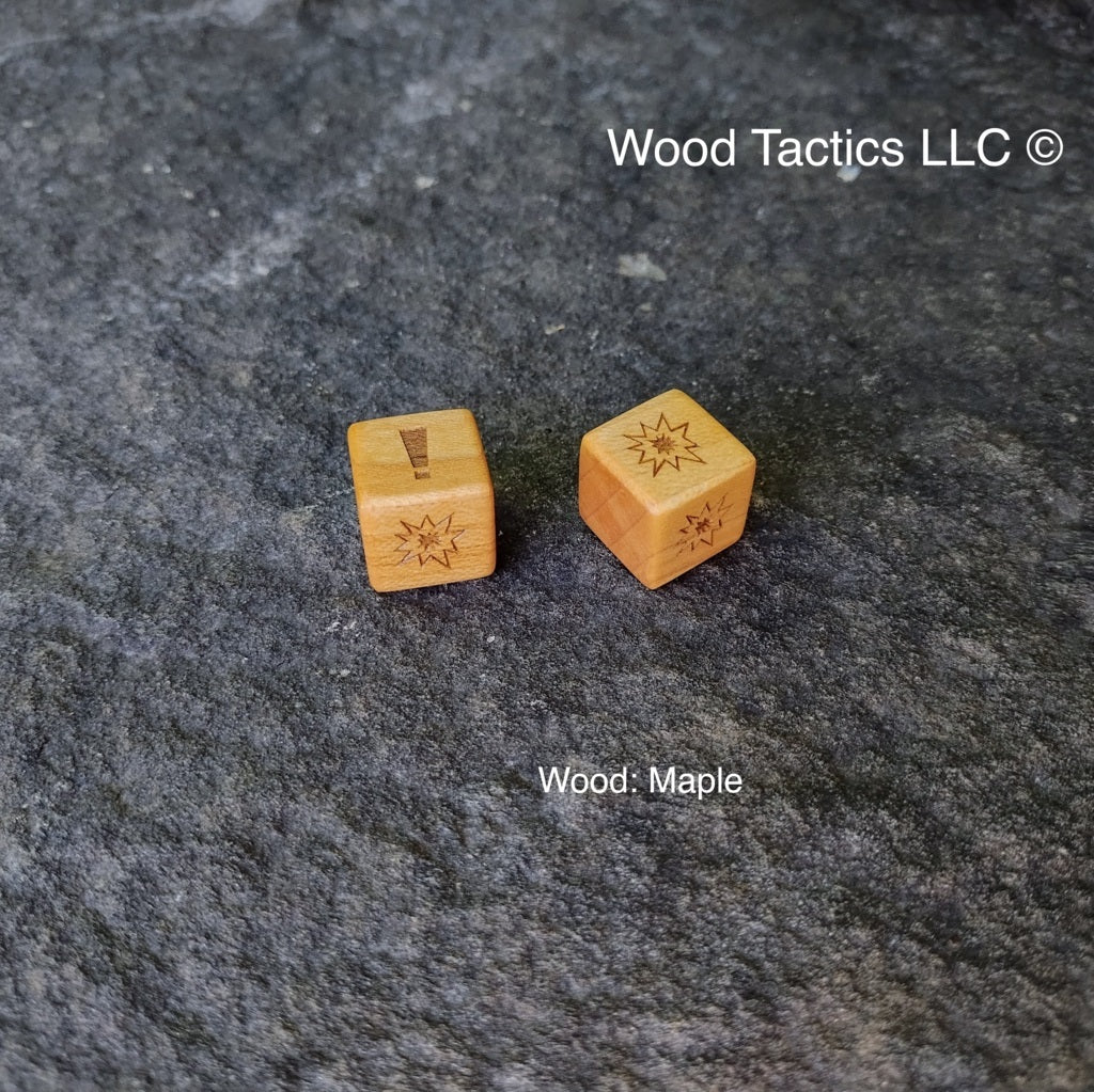 Horrified Boardgame 16mm D6 dice made from Maple hardwood.