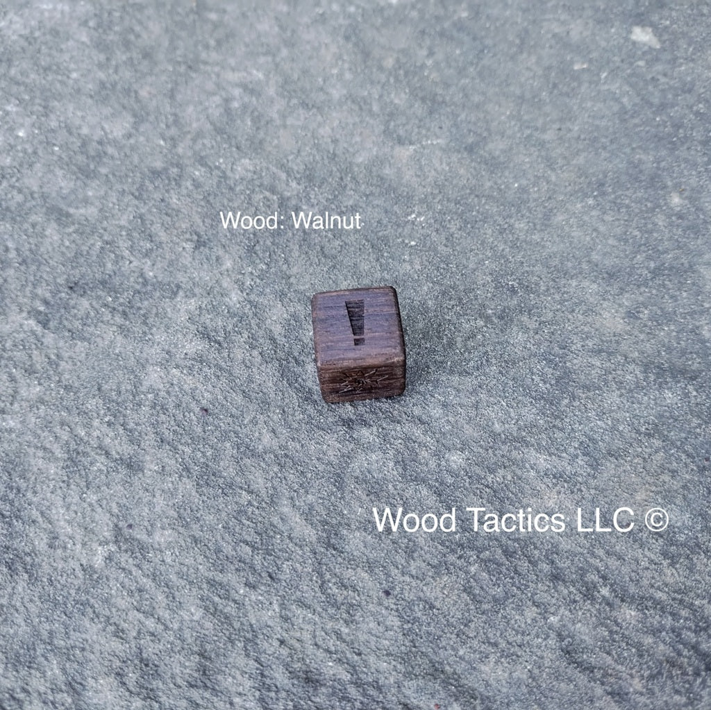 Horrified Boardgame 16mm D6 dice made from Walnut hardwood.