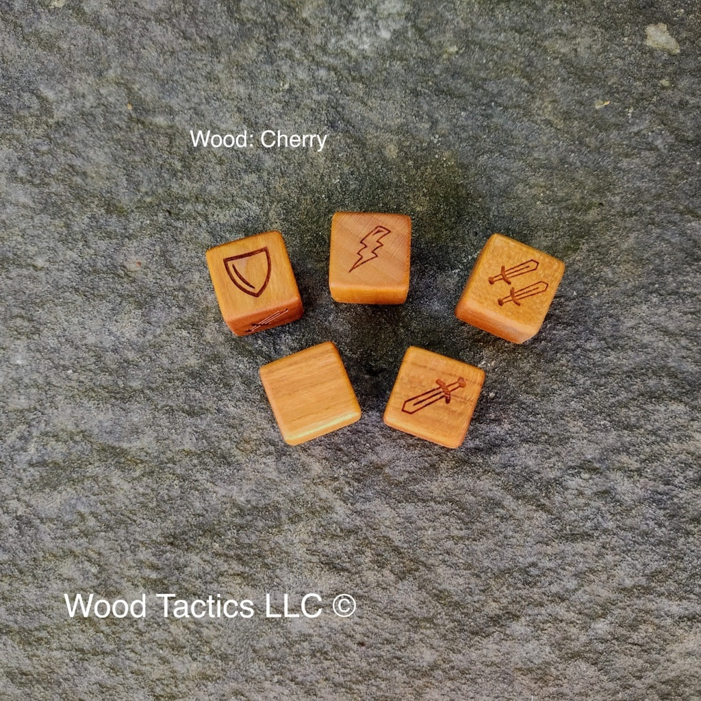 Munchkin Dungeon Boardgame 16mm D6 battle dice made from Cherry hardwood.