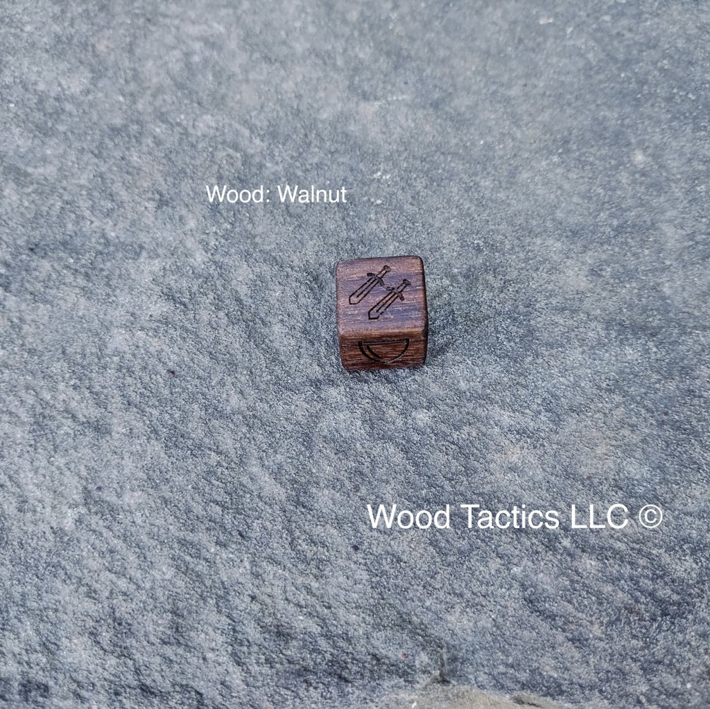 Munchkin Dungeon Boardgame 16mm D6 battle dice made from Walnut hardwood.
