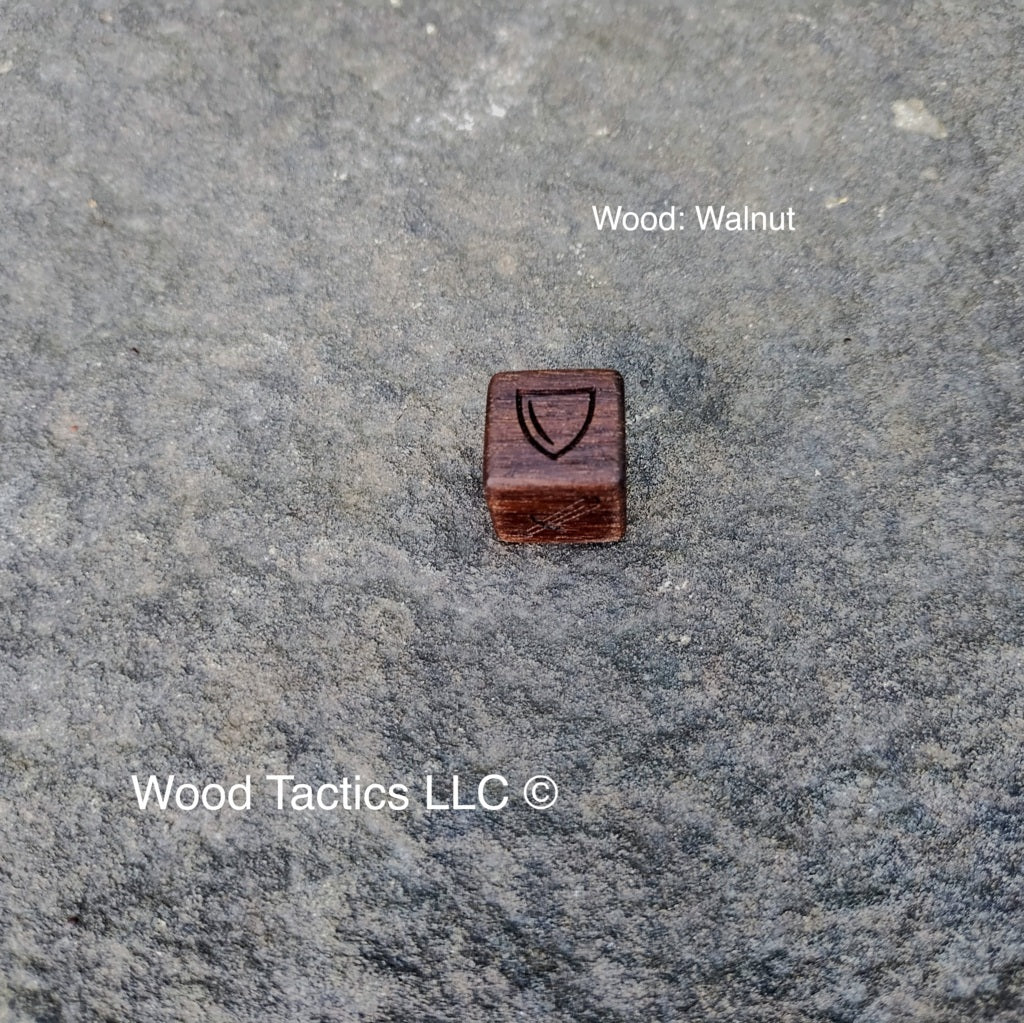 Munchkin Dungeon Boardgame 16mm D6 battle dice made from Walnut hardwood.