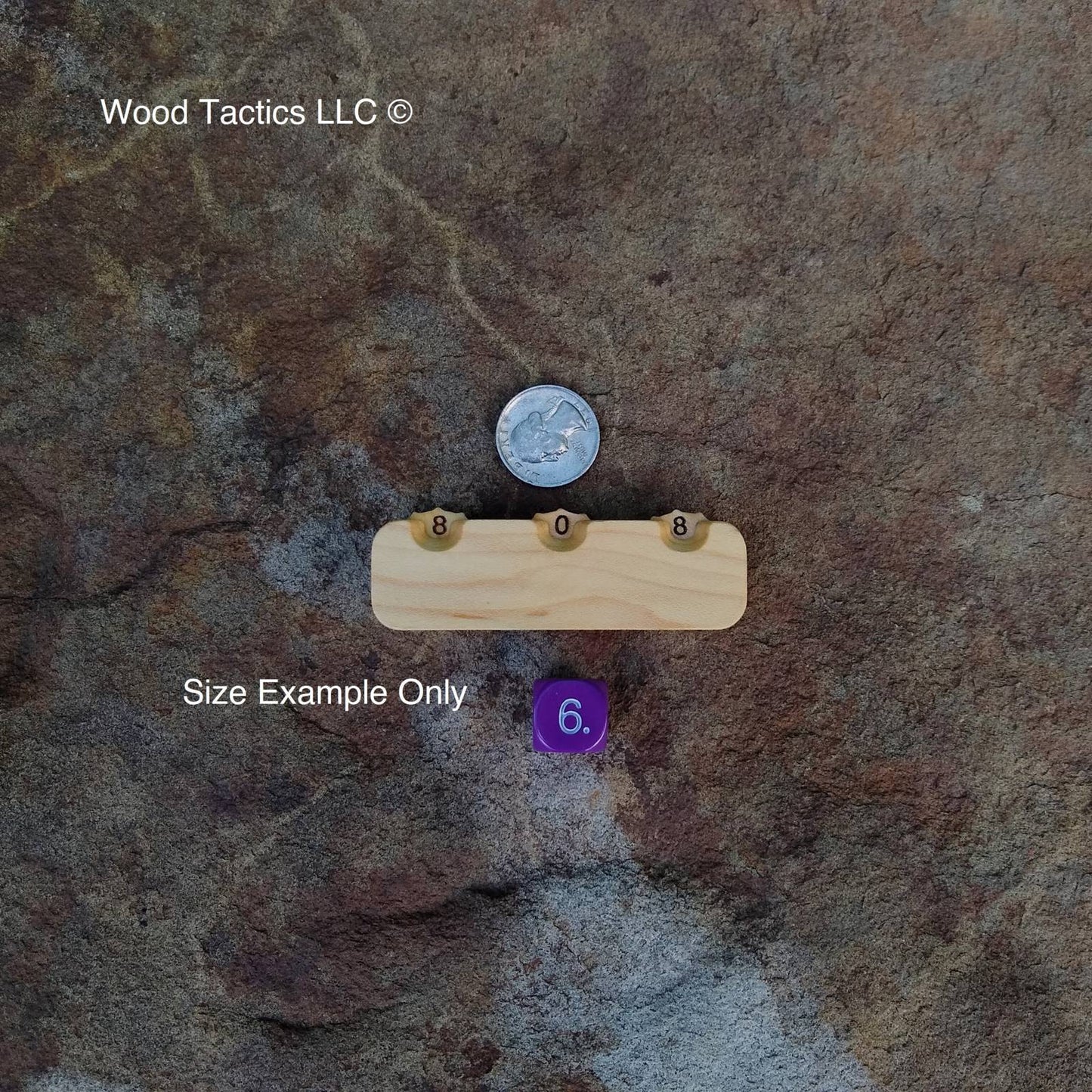 Crafted from various hardwoods, our sleek Three Dial Tracker helps you track hit points, status rounds, and more.