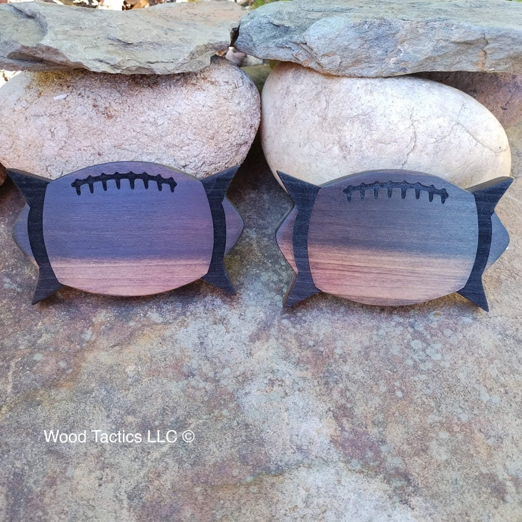 Spiked Football Hardwood Bottle Opener made from Mineral Poplar.