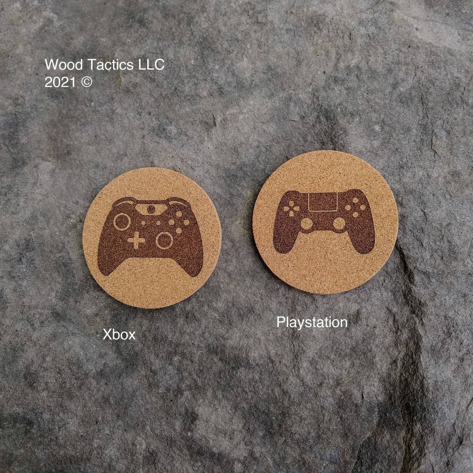 Video Game Controller 4 inch Round Cork Coasters with Xbox, Playstation