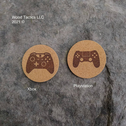 Video Game Controller 4 inch Round Cork Coasters with Xbox, Playstation