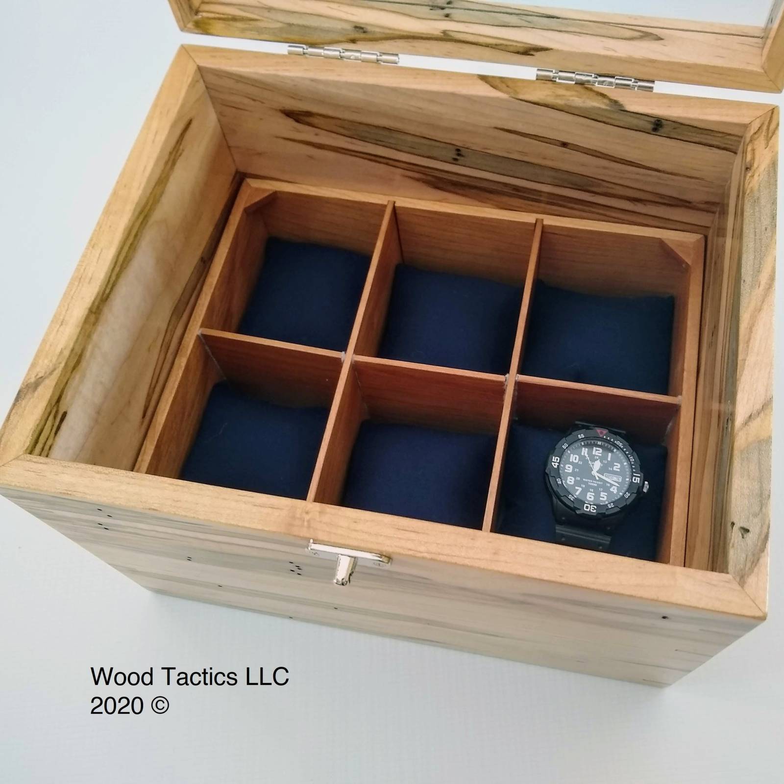 Custom Watchbox made from Ambrosia Maple with custom adjustable Maple Trays.