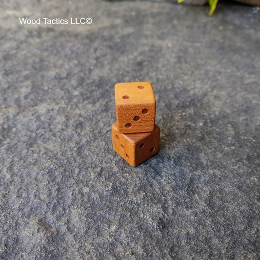 Cherry Hardwood D3 16mm in size Dice with PIP Symbols. 