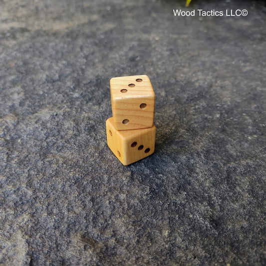 Maple Hardwood D3 16mm in size Dice with PIP Symbols. 