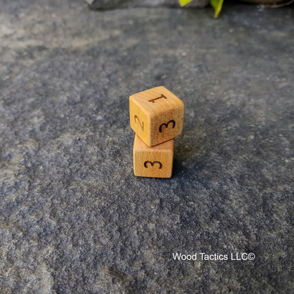 Maple Hardwood D3 16mm in size Dice with Standard Number Symbols. 