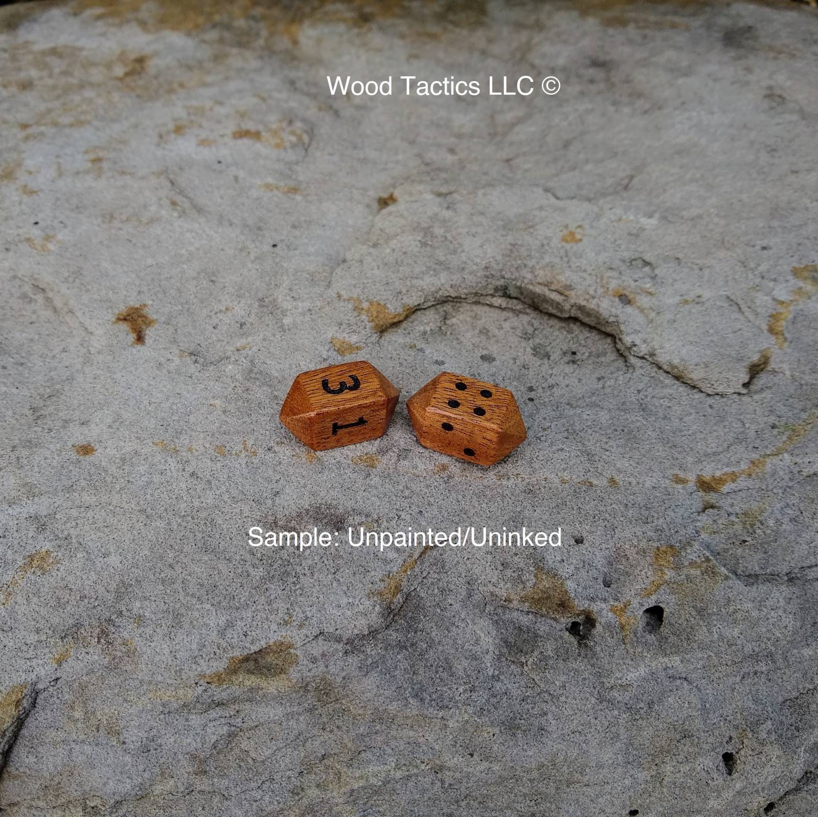 Sapele Hardwood Barrell D4 Dice with Pips, and Number Symbols.  Uninked.