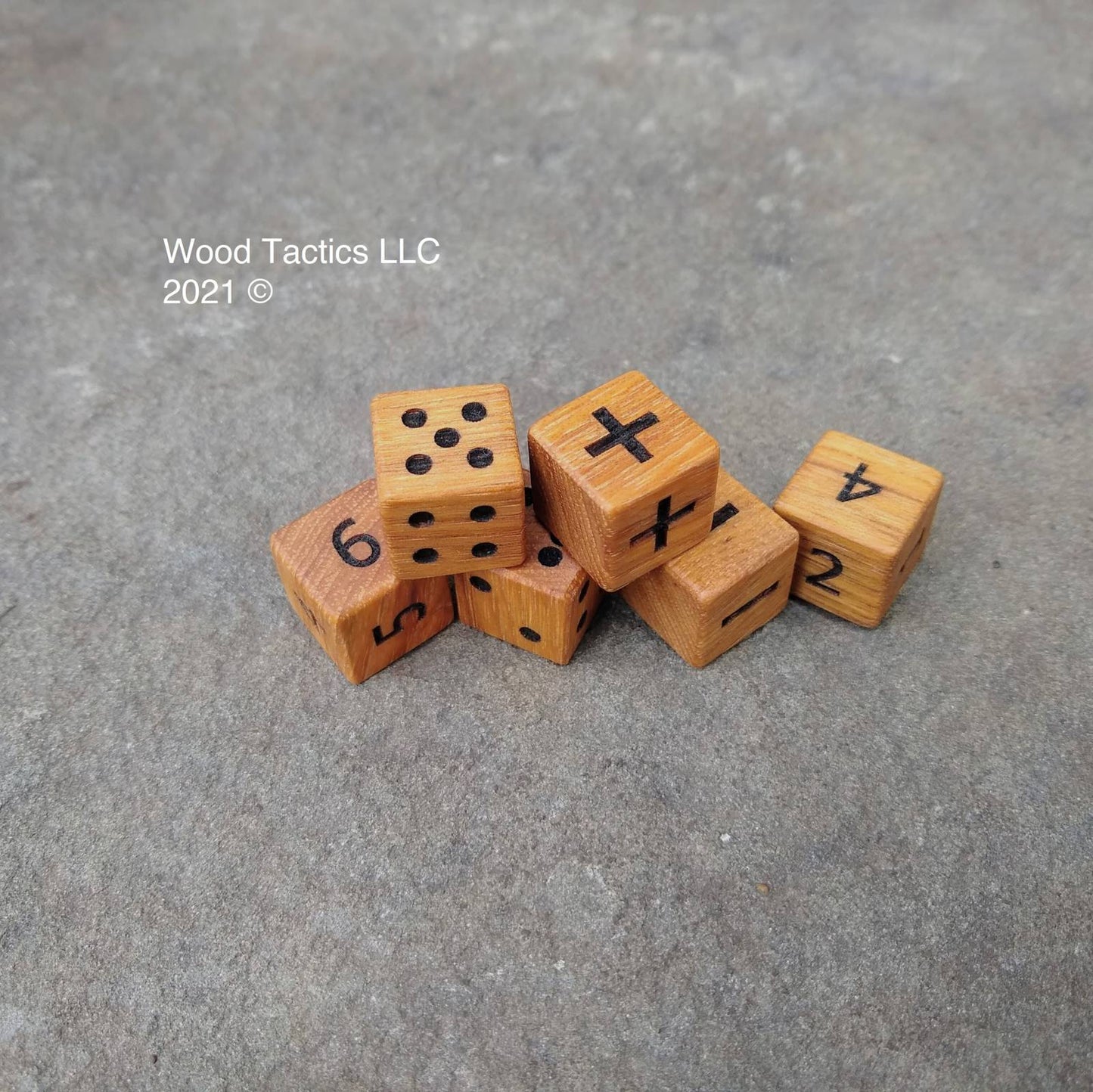 Hickory Hardwood D6 with Fate RPG, Standard Numbers and Pips