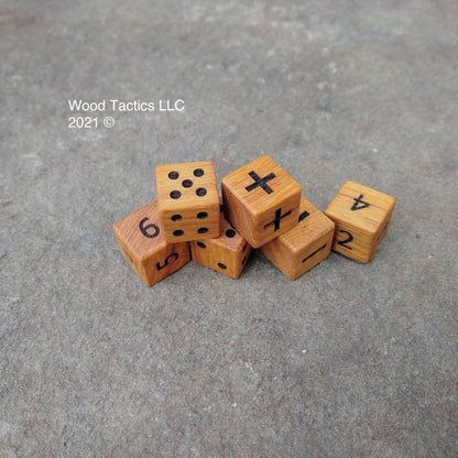 Hickory Hardwood D6 with Fate RPG, Standard Numbers and Pips