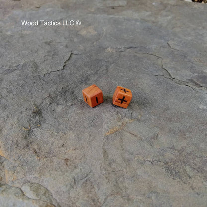 Cherry Hardwood D6 12mm in size Dice with Fate Symbols.