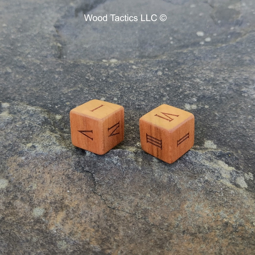 Cherry Hardwood D6 16mm in size Dice with Roman Numerals. 