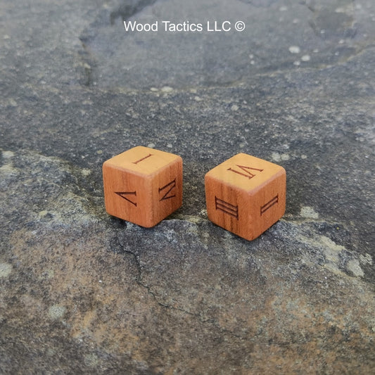 Cherry Hardwood D6 16mm in size Dice with Roman Numerals. 