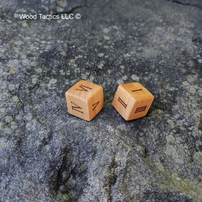 Maple Hardwood D6 16mm in size Dice with Roman Numerals. 