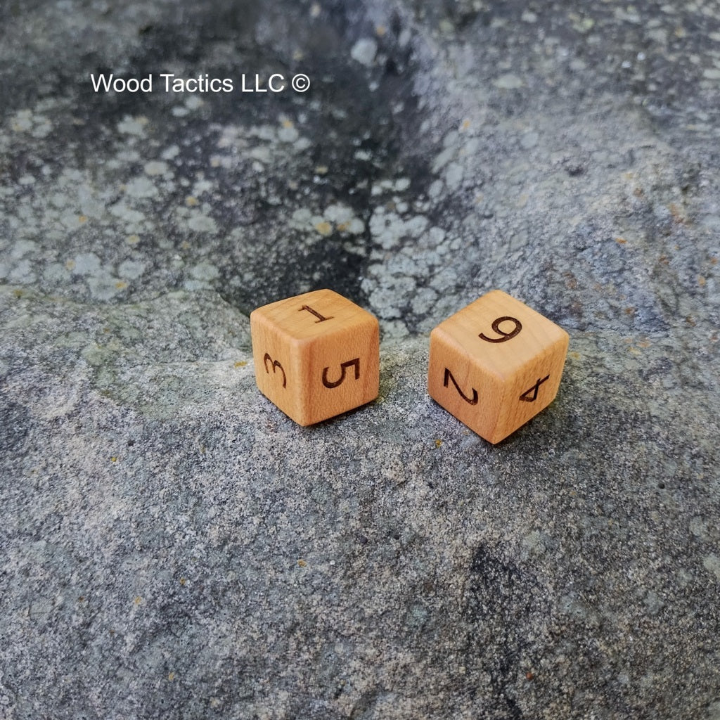 Maple Hardwood D6 16mm in size Dice with Standard Numbers.