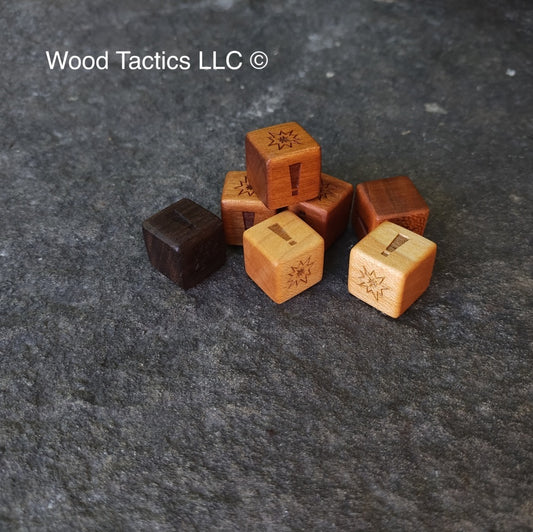 Horrified Boardgame 16mm D6 dice made from various hardwood.
