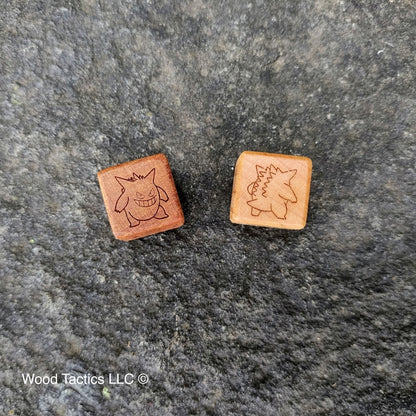 Cherry and Maple Hardwood Pokémon TCG Coin Flip dice with Gengar with front and back symbols