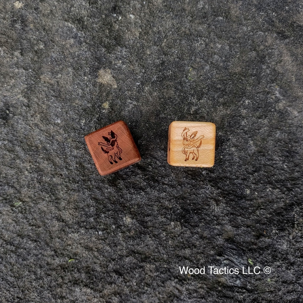 Cherry and Maple Hardwood Pokémon TCG Coin Flip dice with Sylveon with front and back symbols