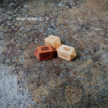 Tally and Hash Mark Tabletop Game four sided dice made from Maple and Cherry hardwood. Two designs Claw and Brush.
