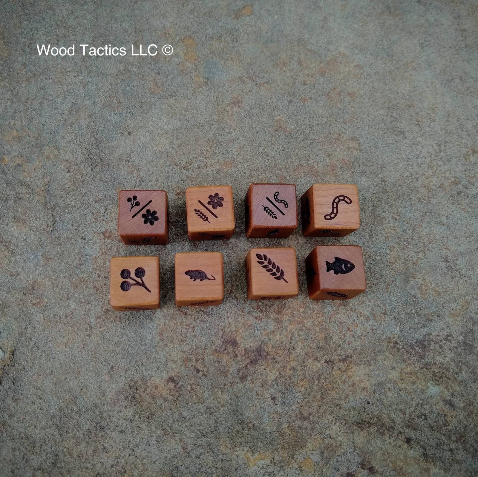 Wingspan Board Game dice made from Cherry hardwoods for the original game and the Oceania expansion