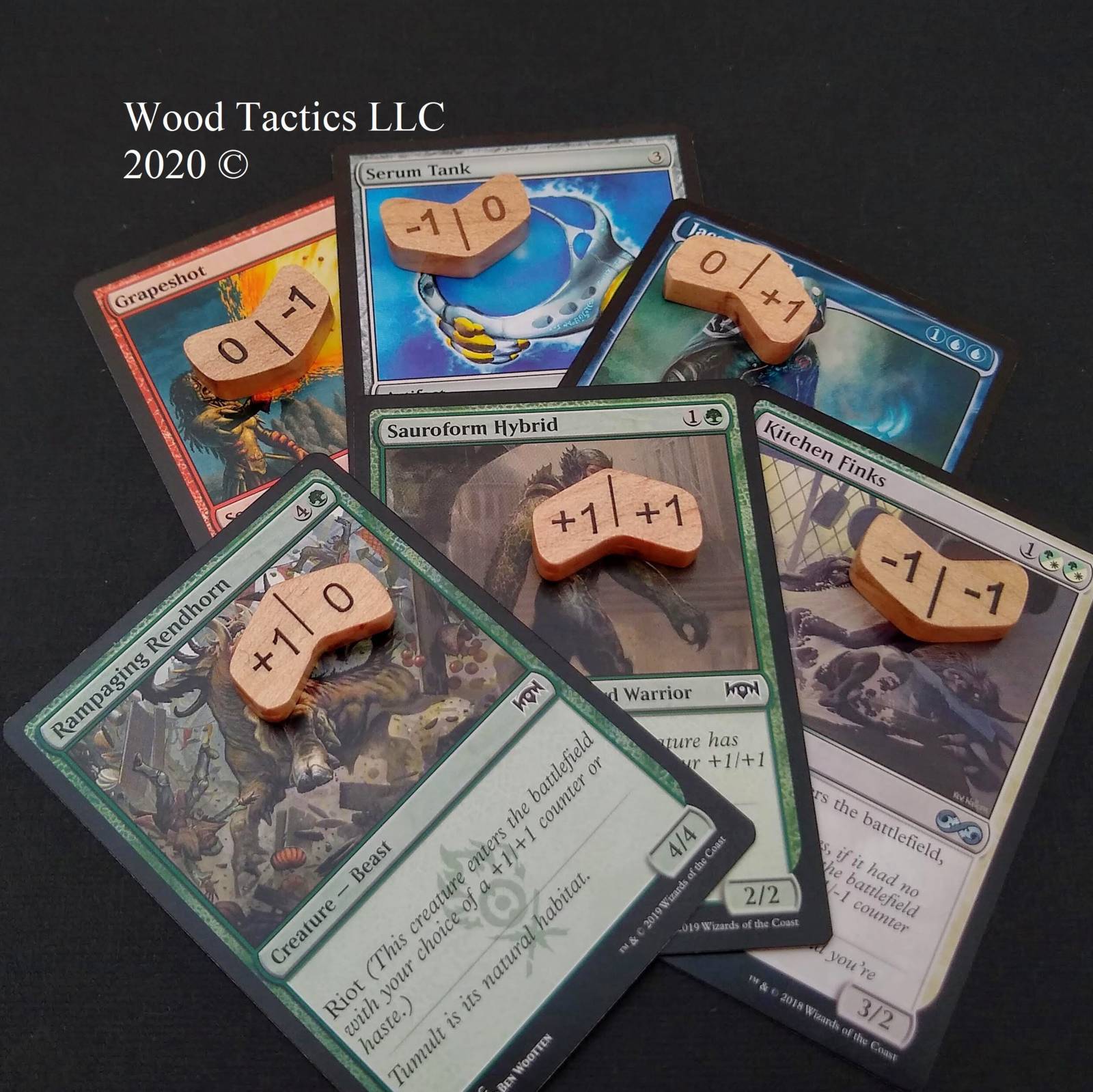 Magic The Gathering TCG Plus and Minus reversible Tokens made from Maple Hardwood. Stack together in an up or down pattern.