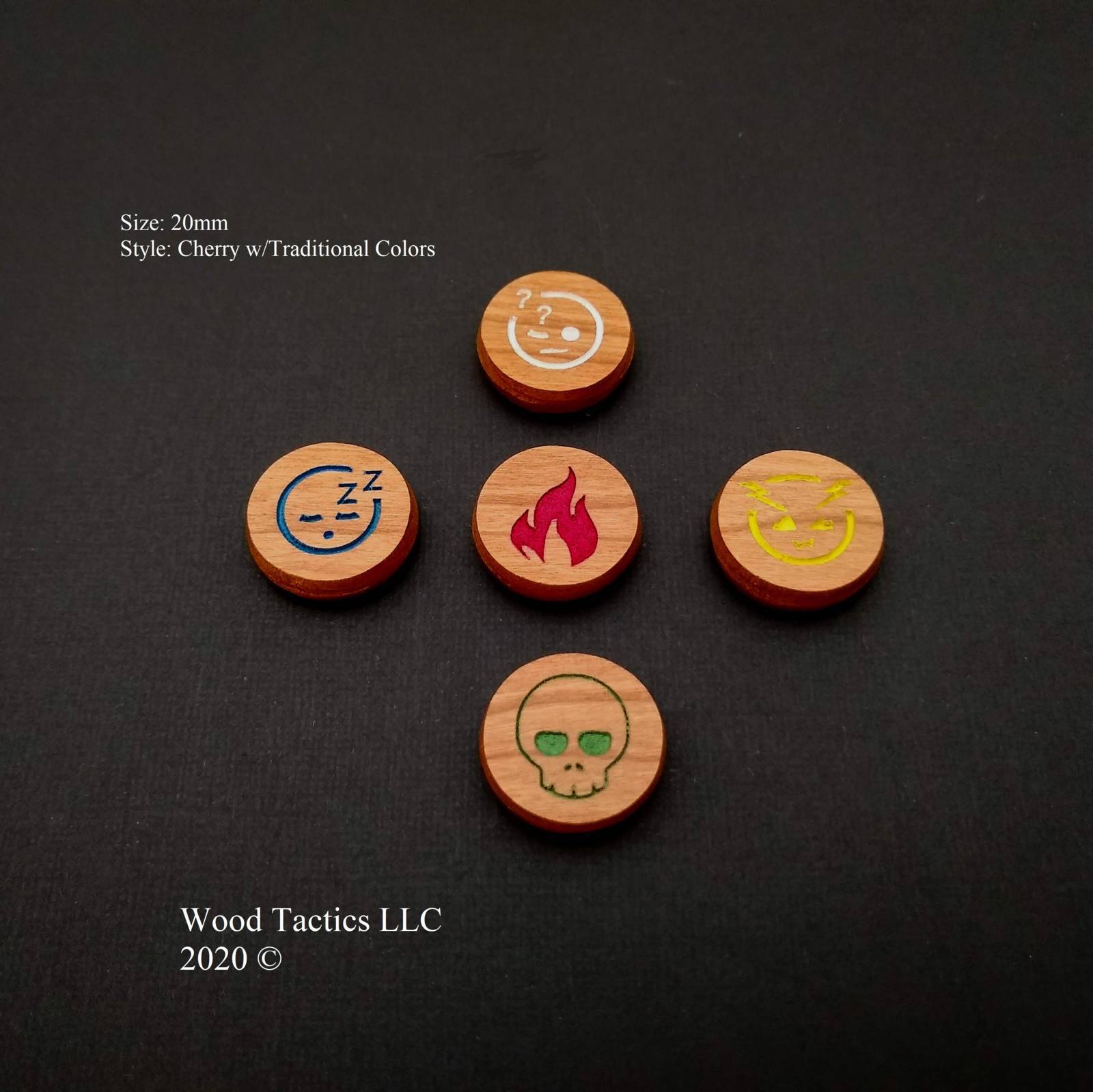 Pokemon TCG Hardwood Condition Tokens / Effect Tokens (Qty 5) Hard Finish & Ebony Infill Pokemon TCG Hardwood Condition Tokens / Effect Tokens (Qty 5) Hard Finish & Ebony Infill