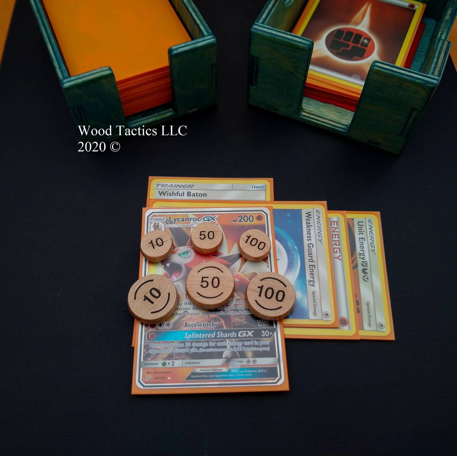 Pokemon TCG Hardwood Damage Tokens Oil/Wax (Not Inkable) / 2 Tokens @ 20mm Size / 10 (Side 1) - 50 (Side 2) Pokemon TCG Hardwood Damage Tokens Oil/Wax (Not Inkable) / 2 Tokens @ 20mm Size / 10 (Side 1) - 50 (Side 2)