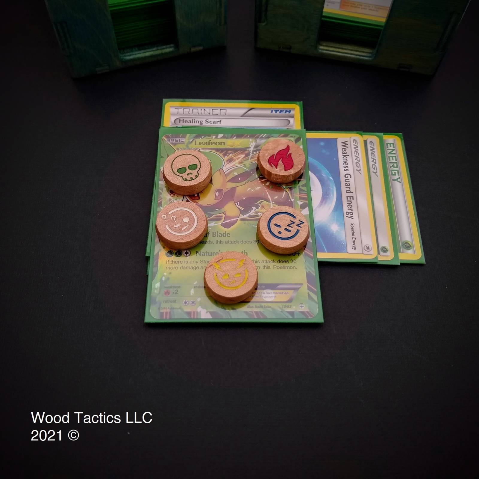 Pokemon TCG Hardwood Condition Tokens / Effect Tokens (Qty 5) Hard Finish & Ebony Infill Pokemon TCG Hardwood Condition Tokens / Effect Tokens (Qty 5) Hard Finish & Ebony Infill