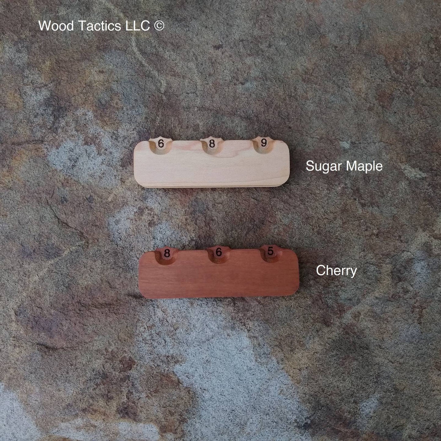 Crafted from various hardwoods, our sleek Three Dial Tracker helps you track hit points, status rounds, and more.